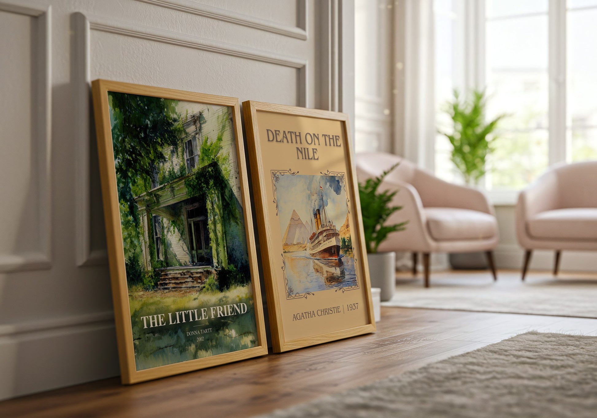 The Little Friend watercolour print framed by window – literary home decor