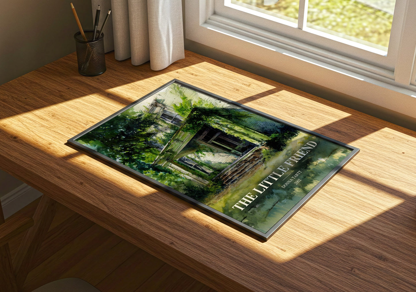 The Little Friend watercolour book poster framed on wall – literary fiction wall art