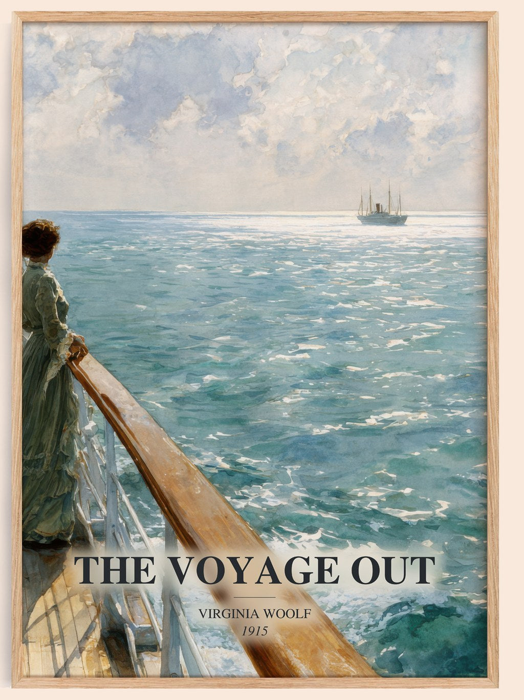 The Voyage Out watercolour book poster by Virginia Woolf – framed literary art print