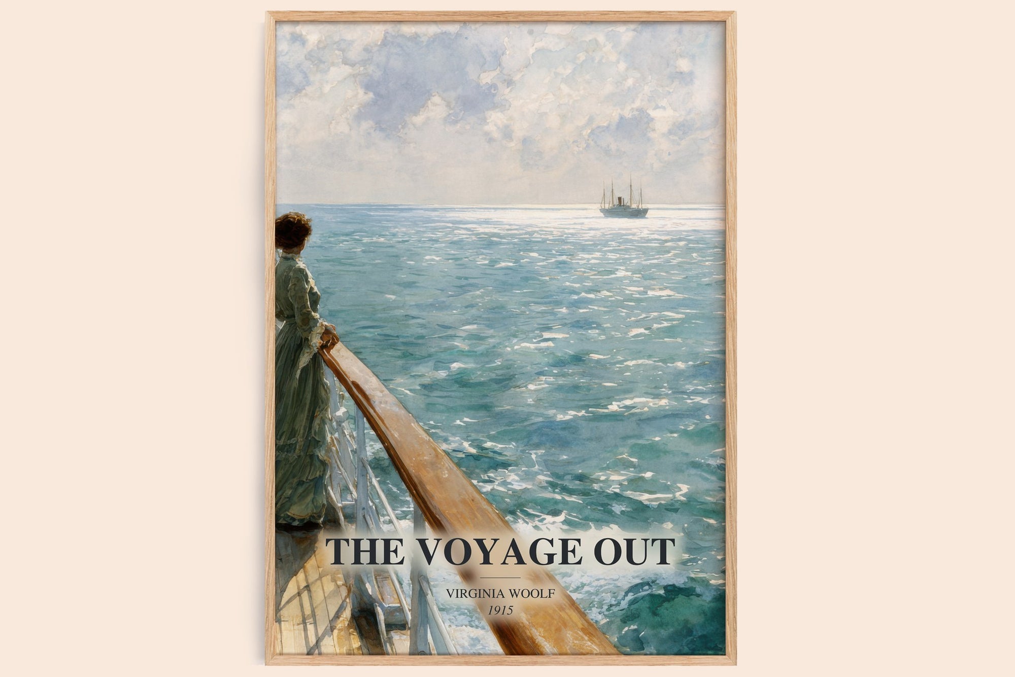 The Voyage Out watercolour book poster by Virginia Woolf – framed literary art print