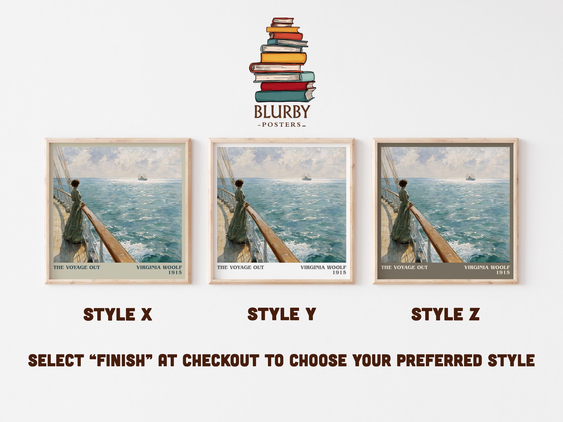 The Voyage Out literary art print colour and style options – Virginia Woolf book art