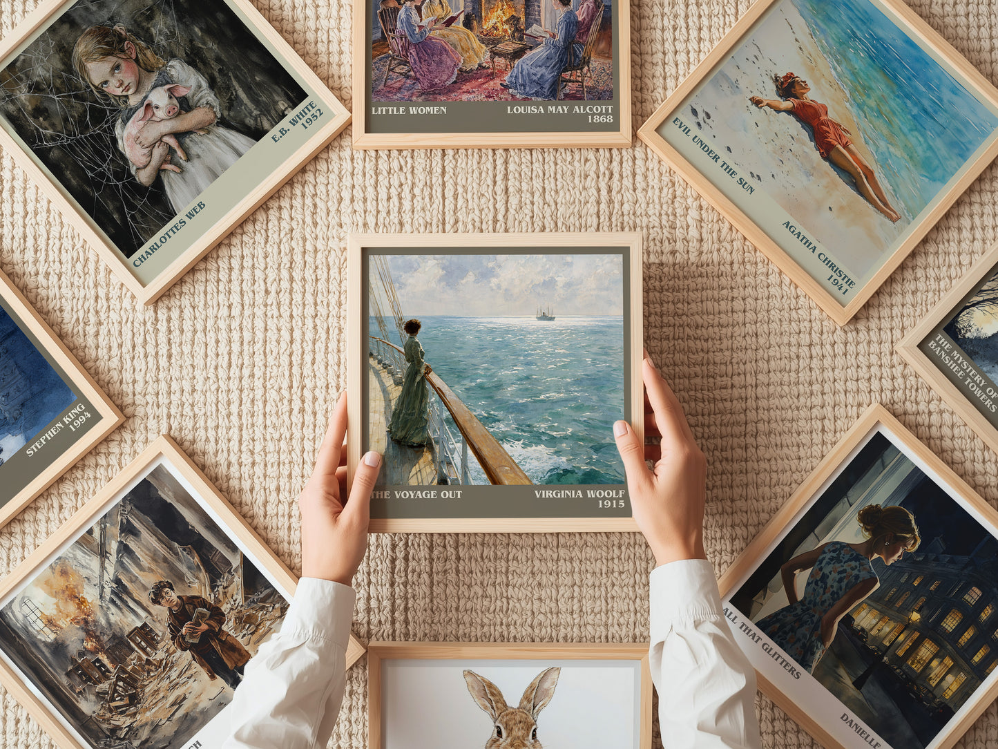 The Voyage Out literary print on bookshelf – Virginia Woolf fan gift