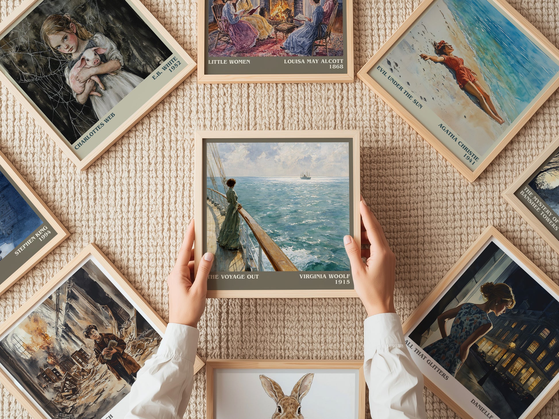 The Voyage Out literary print on bookshelf – Virginia Woolf fan gift