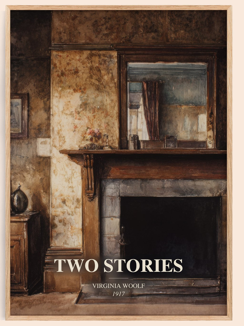 Two Stories watercolour book poster by Virginia Woolf – framed literary art print