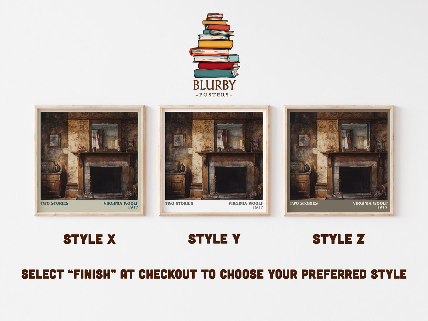 Two Stories literary print framed by window – literary home decor