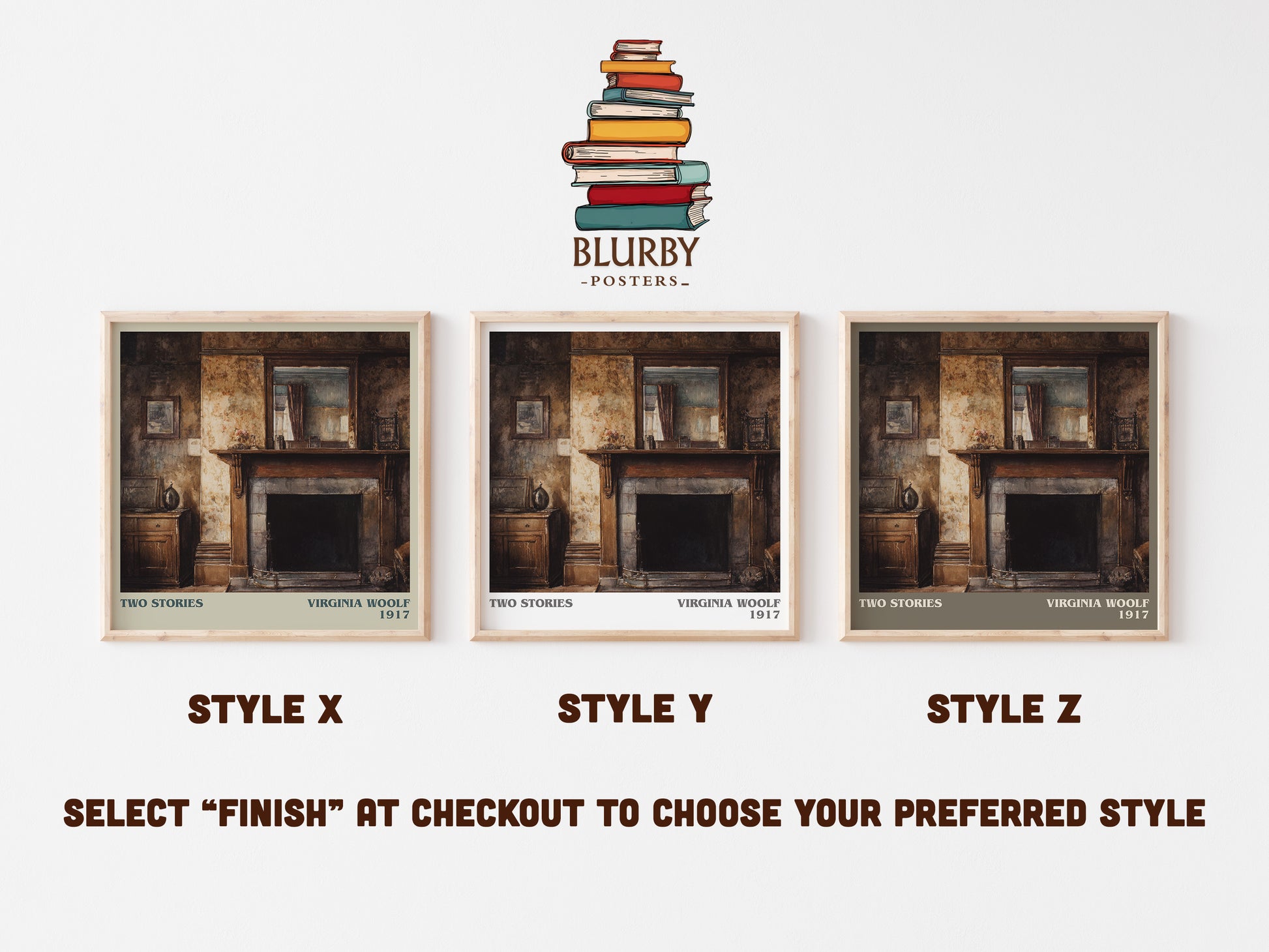 Two Stories literary print framed by window – literary home decor