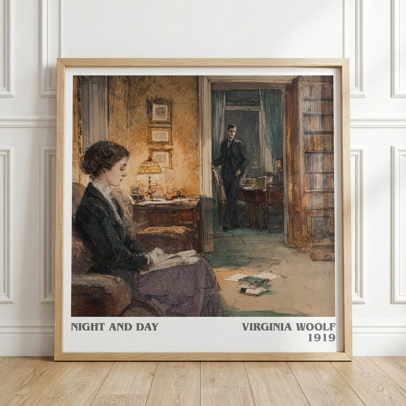 Night and Day literary print in frame leaning in hallway – classic literature wall art