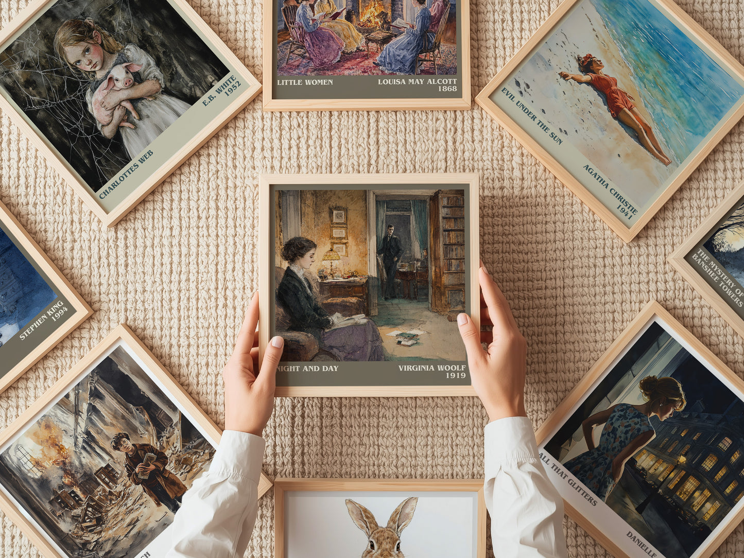 Night and Day literary print on bookshelf – Virginia Woolf fan gift