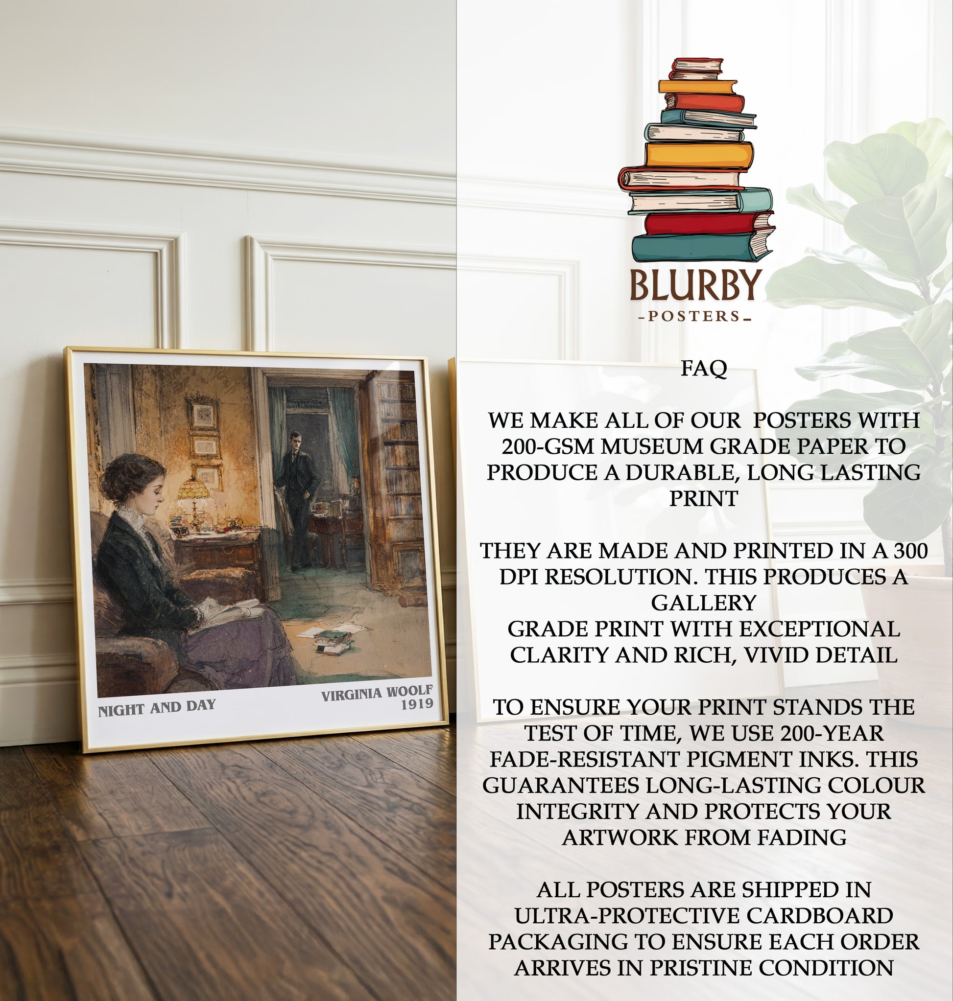 Night and Day literary literary print detail – Virginia Woolf book art