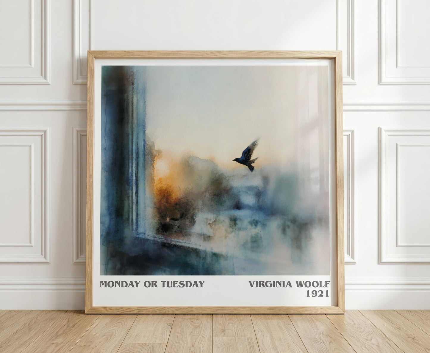 Monday Or Tuesday literary print in frame leaning in hallway – classic literature wall art