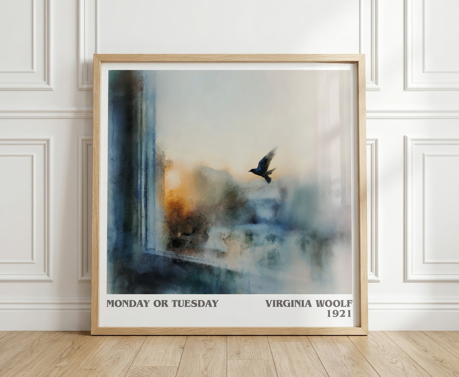 Monday Or Tuesday literary print in frame leaning in hallway – classic literature wall art