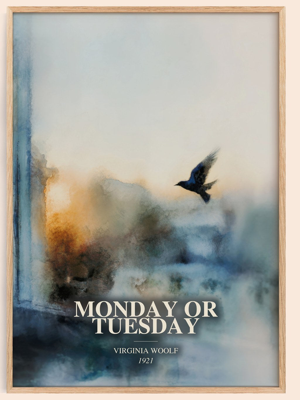 Monday Or Tuesday watercolour book poster by Virginia Woolf – framed literary art print
