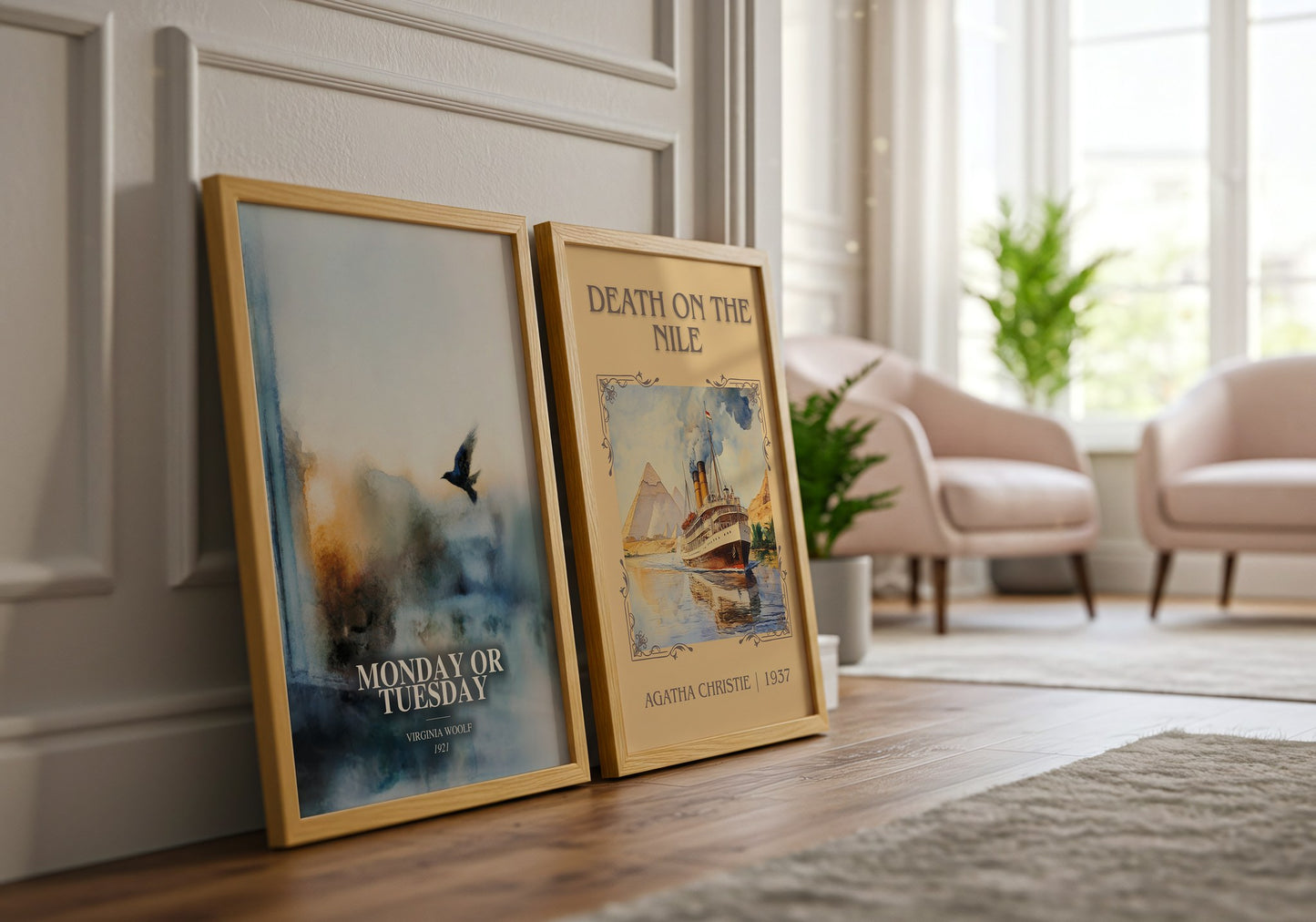 Monday Or Tuesday watercolour print framed by window – literary home decor