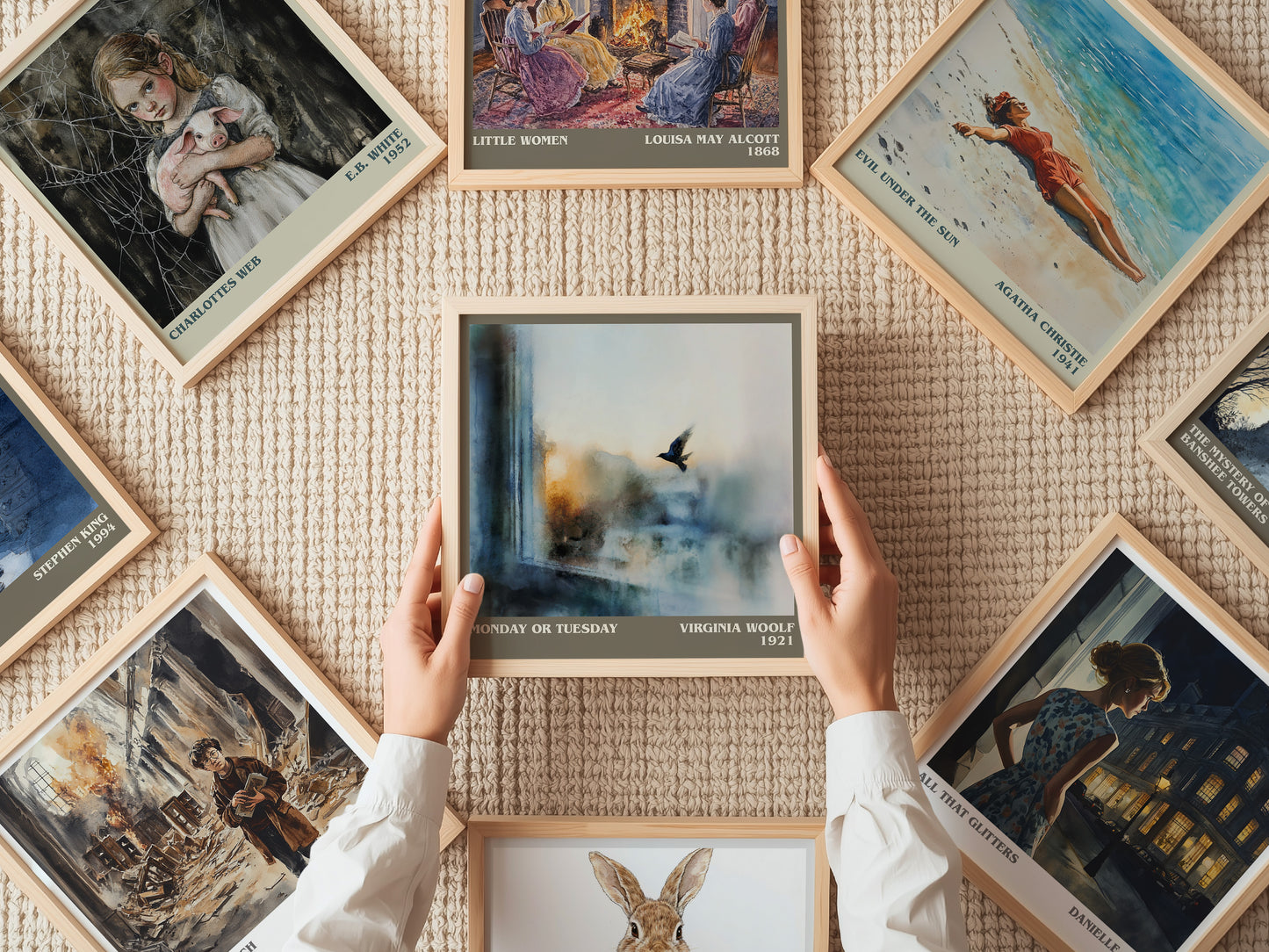 Monday Or Tuesday literary print on bookshelf – Virginia Woolf fan gift
