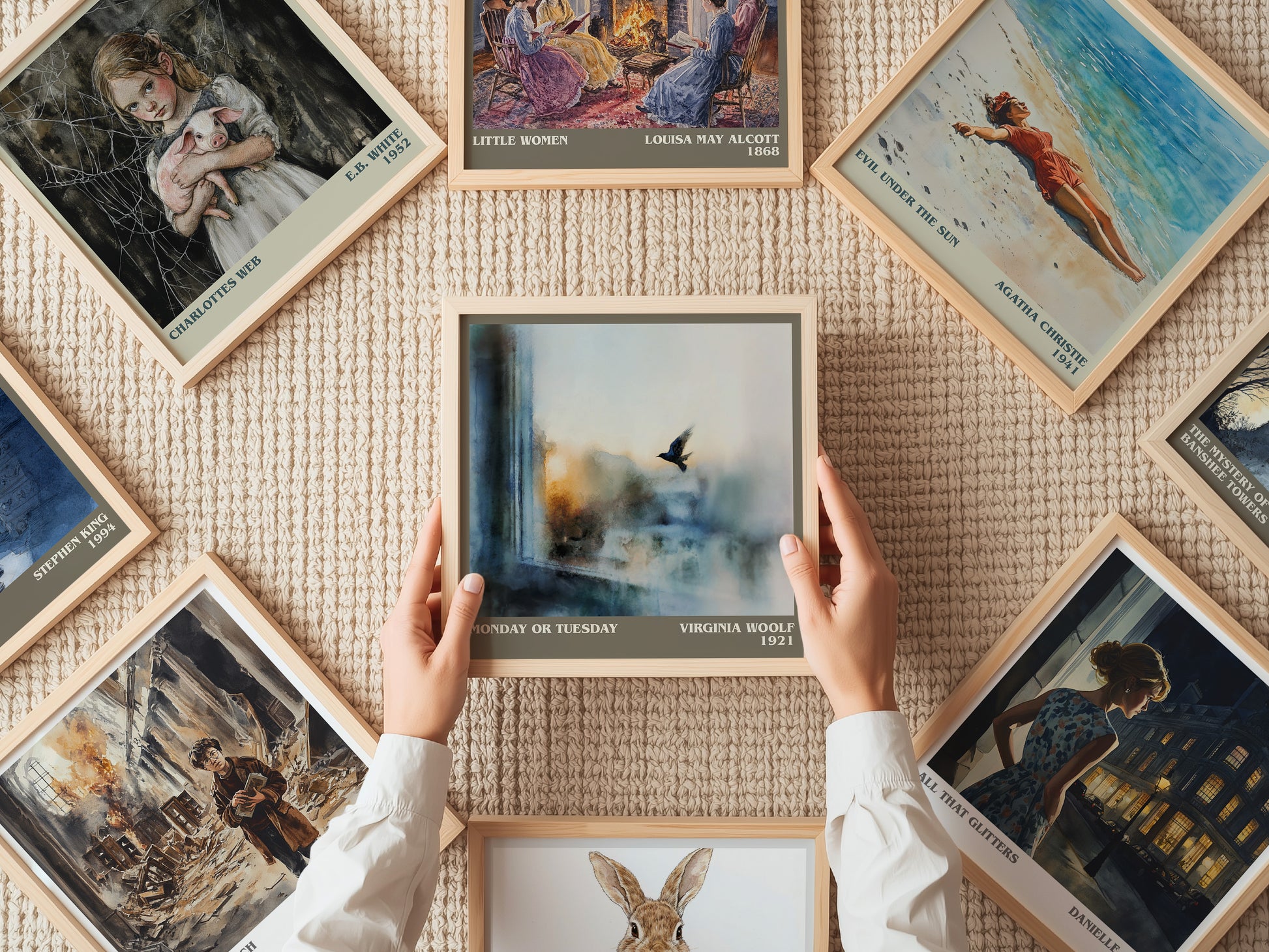 Monday Or Tuesday literary print on bookshelf – Virginia Woolf fan gift