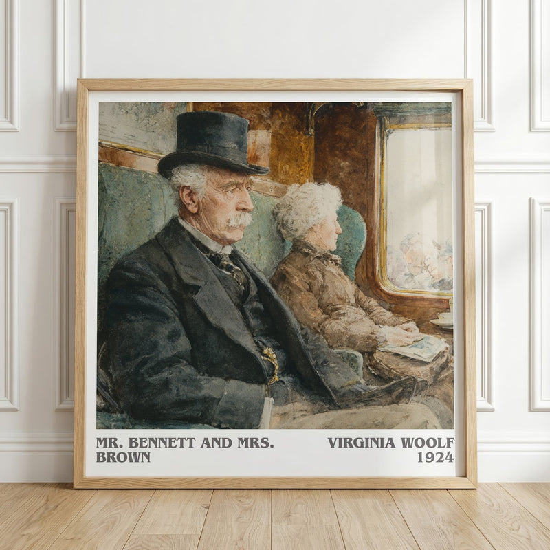 Mr. Bennett and Mrs. Brown literary print in frame leaning in hallway – classic literature wall art