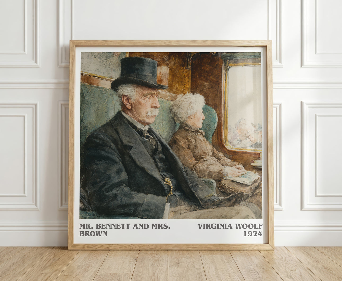 Mr. Bennett and Mrs. Brown literary print in frame leaning in hallway – classic literature wall art
