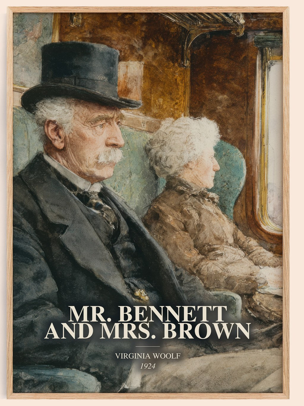 Mr. Bennett And Mrs. Brown watercolour book poster by Virginia Woolf – framed literary art print