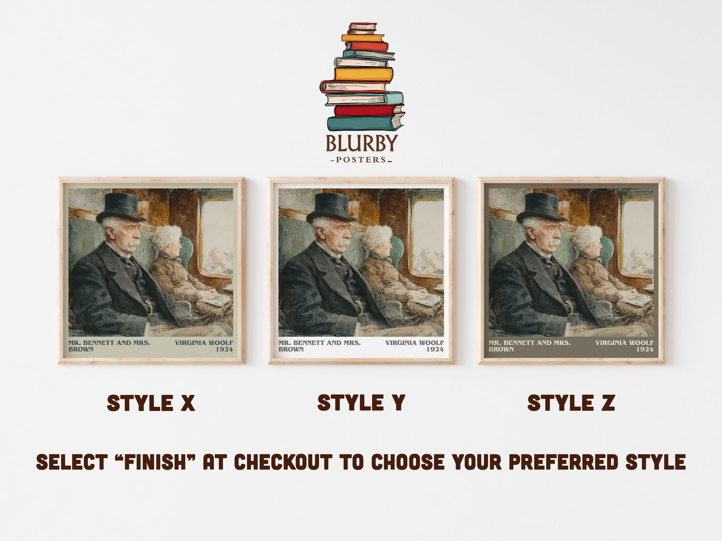 Mr. Bennett and Mrs. Brown literary print framed by window – literary home decor