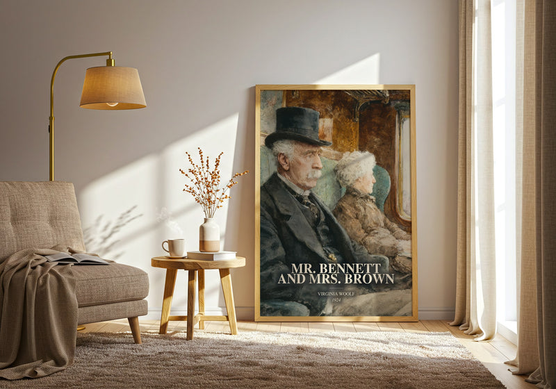 Mr. Bennett And Mrs. Brown watercolour print in frame leaning in hallway – non fiction wall art