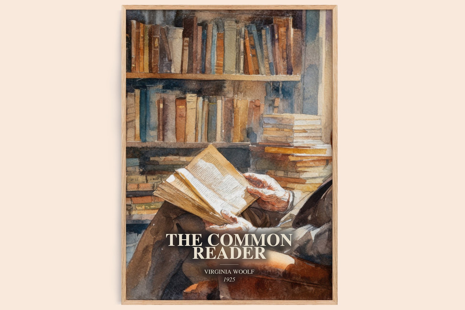 The Common Reader watercolour book poster by Virginia Woolf – framed literary art print