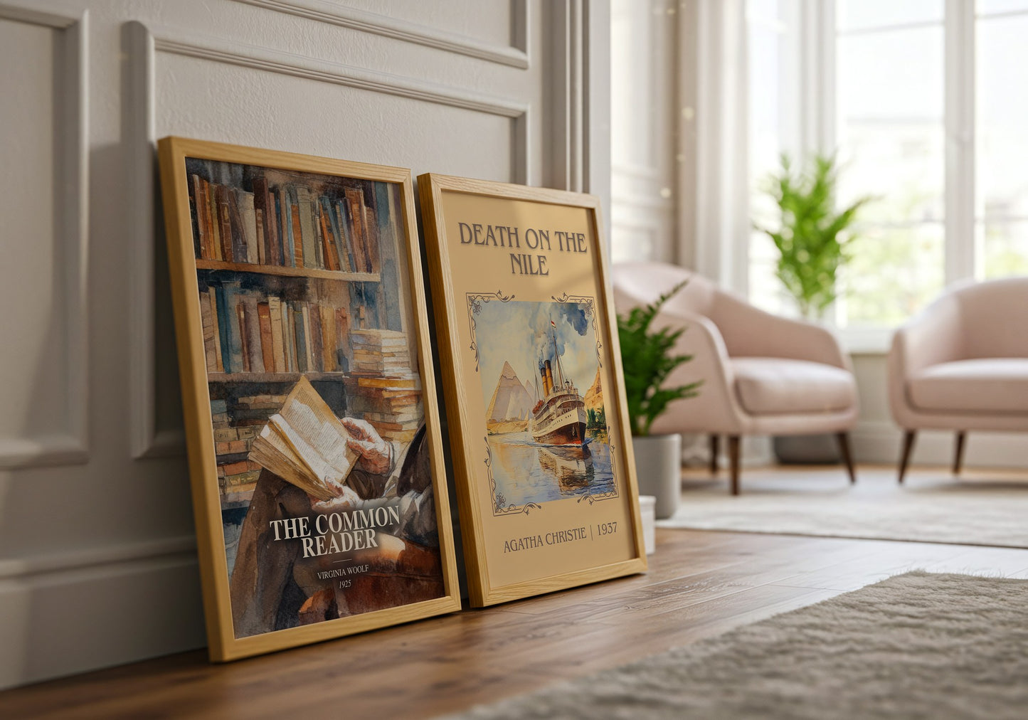 The Common Reader watercolour print framed by window – literary home decor