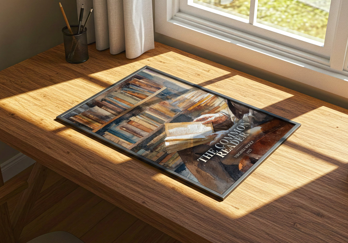 The Common Reader watercolour book poster framed on wall – non fiction wall art