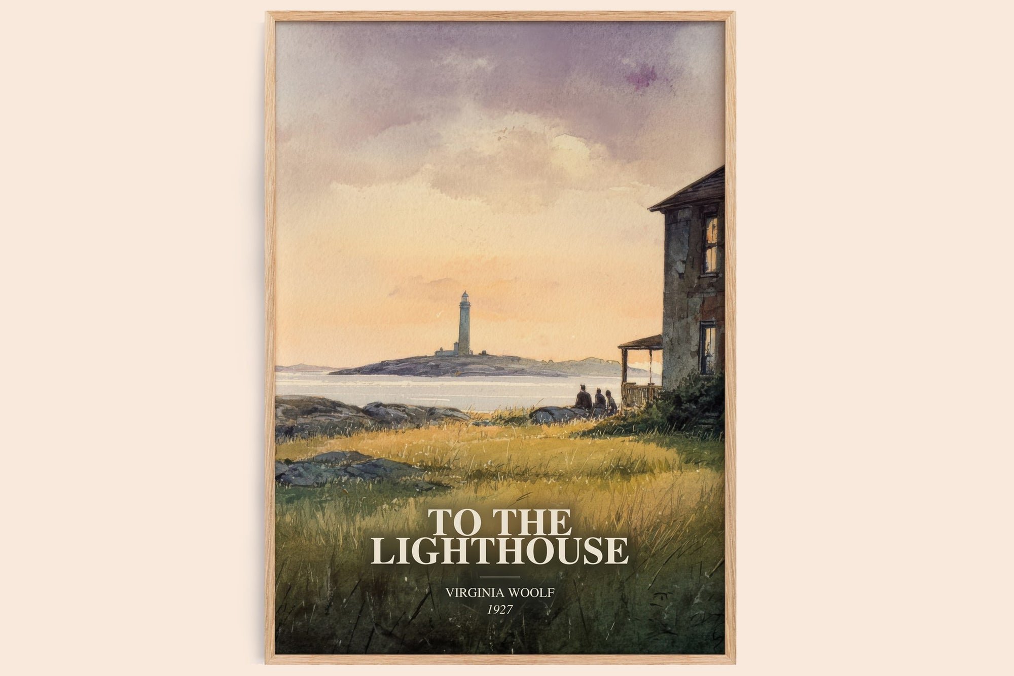 To The Lighthouse watercolour book poster by Virginia Woolf – framed literary art print