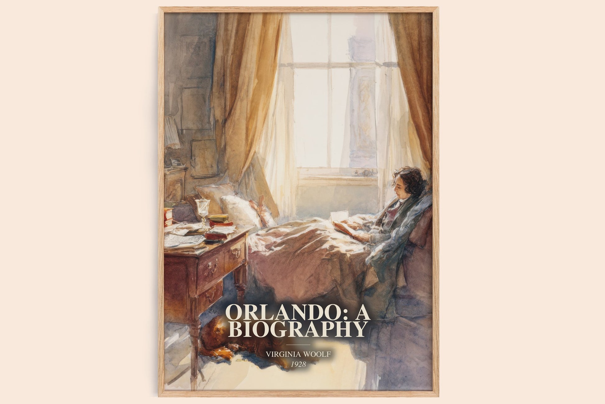 Orlando: A Biography watercolour book poster by Virginia Woolf – framed literary art print