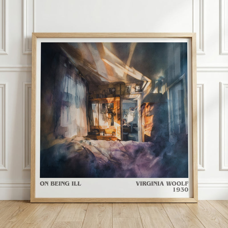 On Being Ill literary print in frame leaning in hallway – classic literature wall art