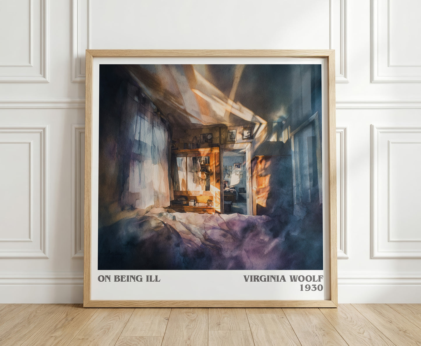 On Being Ill literary print in frame leaning in hallway – classic literature wall art