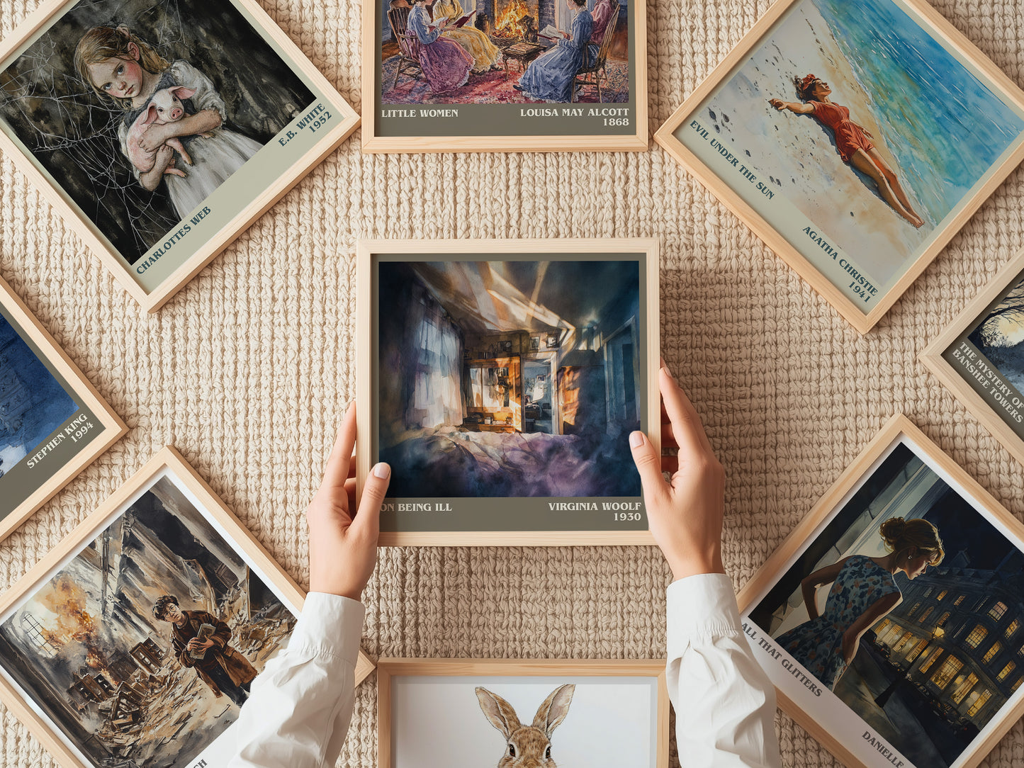 On Being Ill literary print on bookshelf – Virginia Woolf fan gift