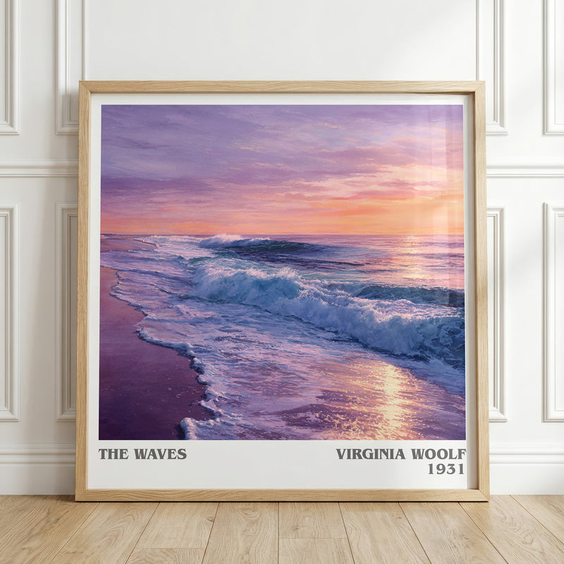 The Waves literary print in frame leaning in hallway – non fiction wall art