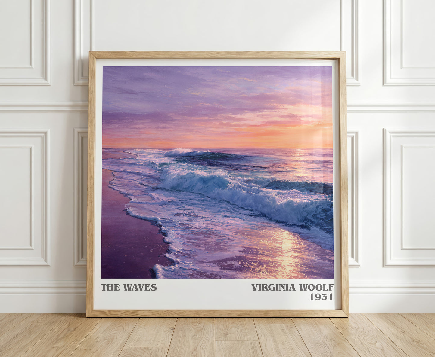 The Waves literary print in frame leaning in hallway – non fiction wall art