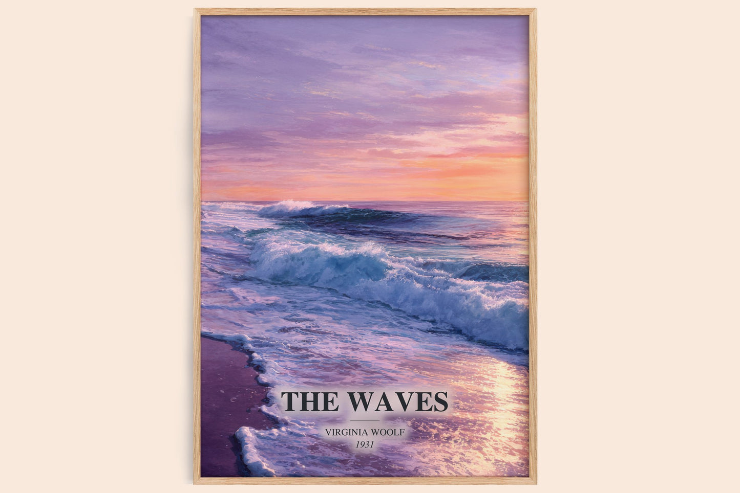 The Waves watercolour book poster by Virginia Woolf – framed literary art print
