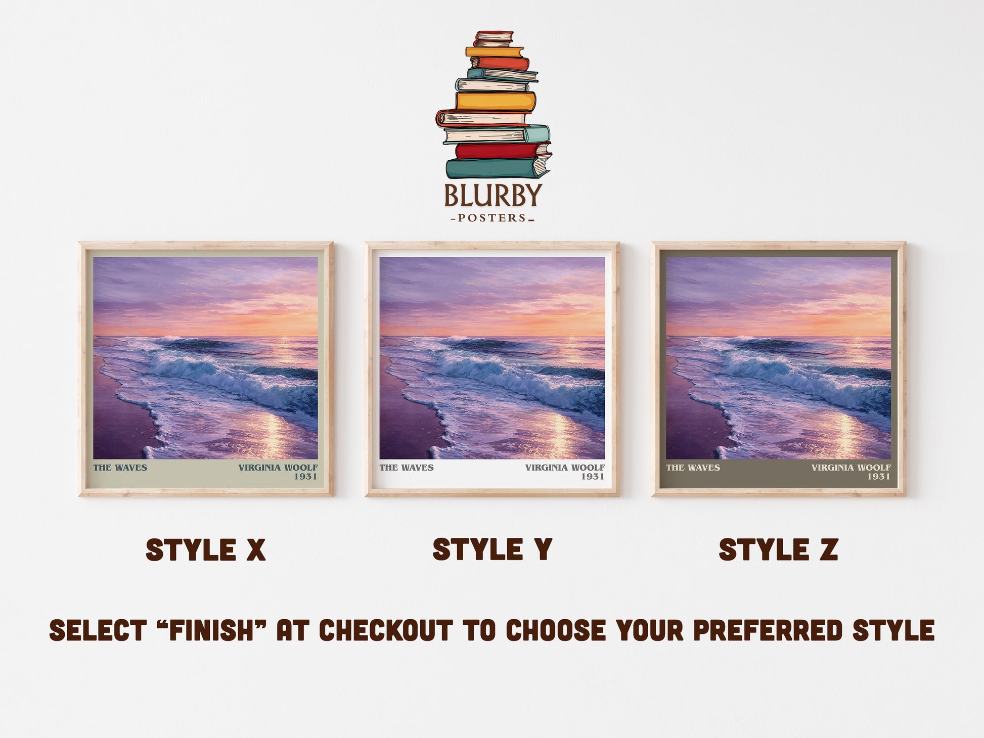 The Waves literary art print colour and style options – Virginia Woolf book art