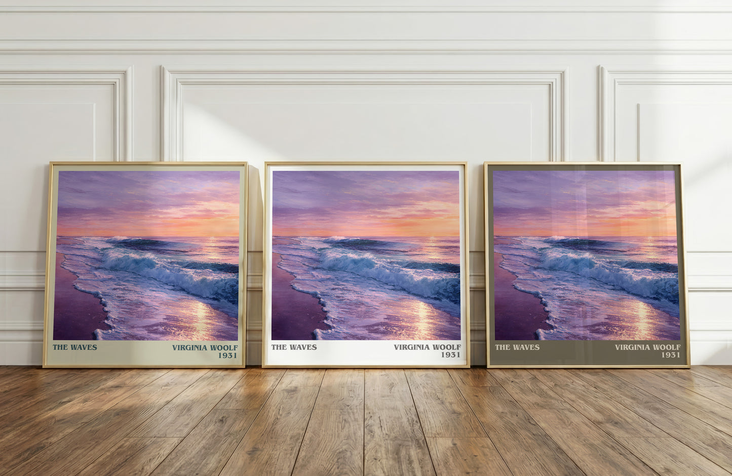 The Waves literary print framed by window – literary home decor