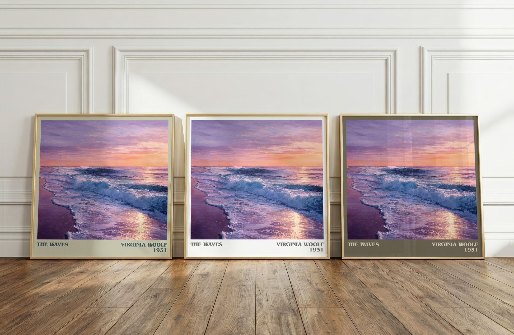 The Waves literary print framed by window – literary home decor