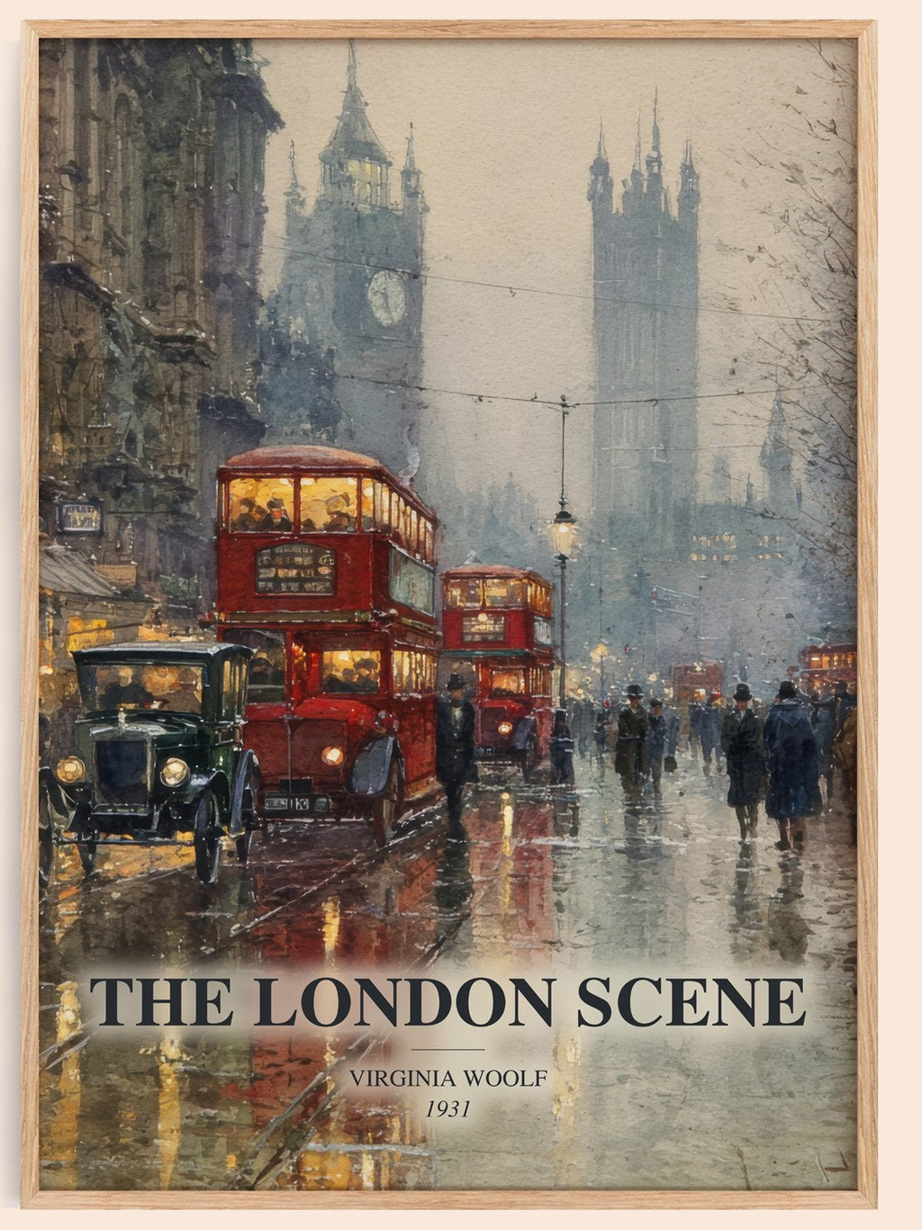 The London Scene watercolour book poster by Virginia Woolf – framed literary art print