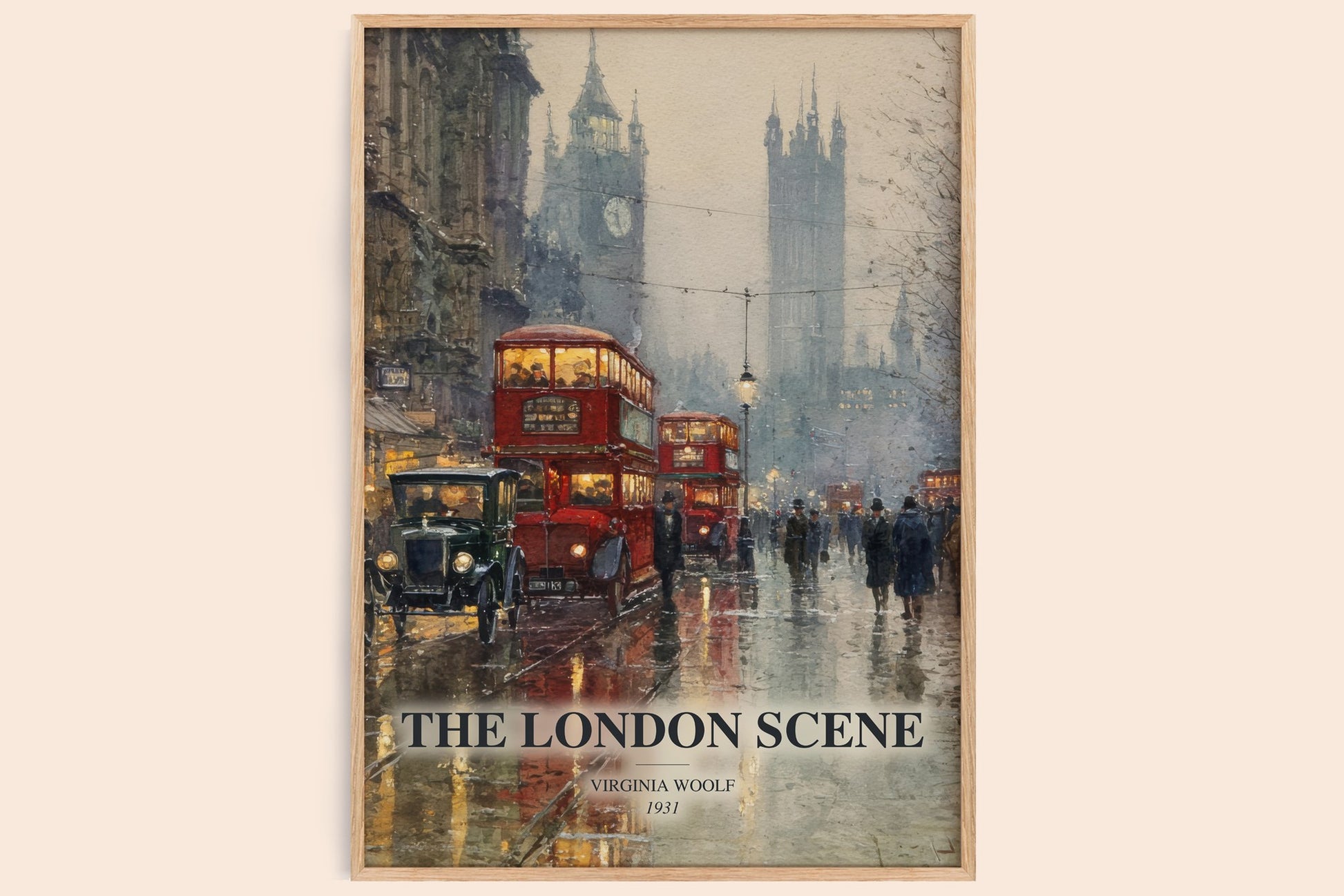The London Scene watercolour book poster by Virginia Woolf – framed literary art print