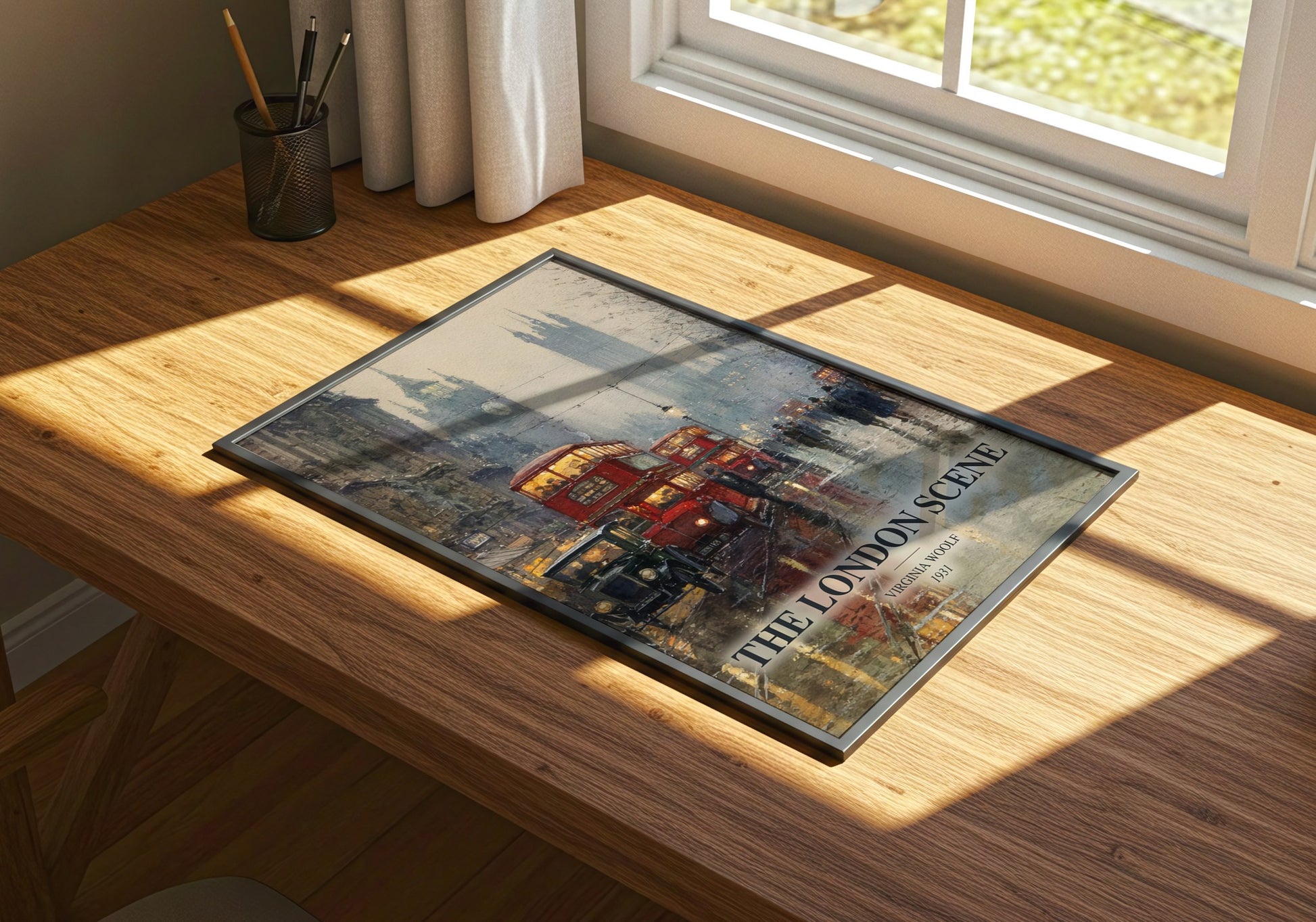 The London Scene watercolour book poster framed on wall – non fiction wall art