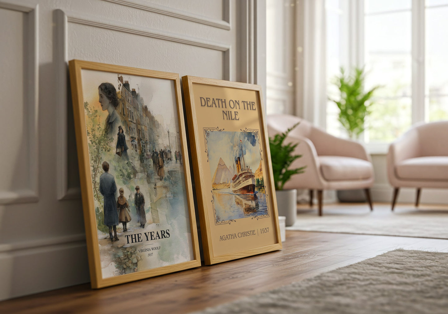 The Years watercolour print framed by window – literary home decor