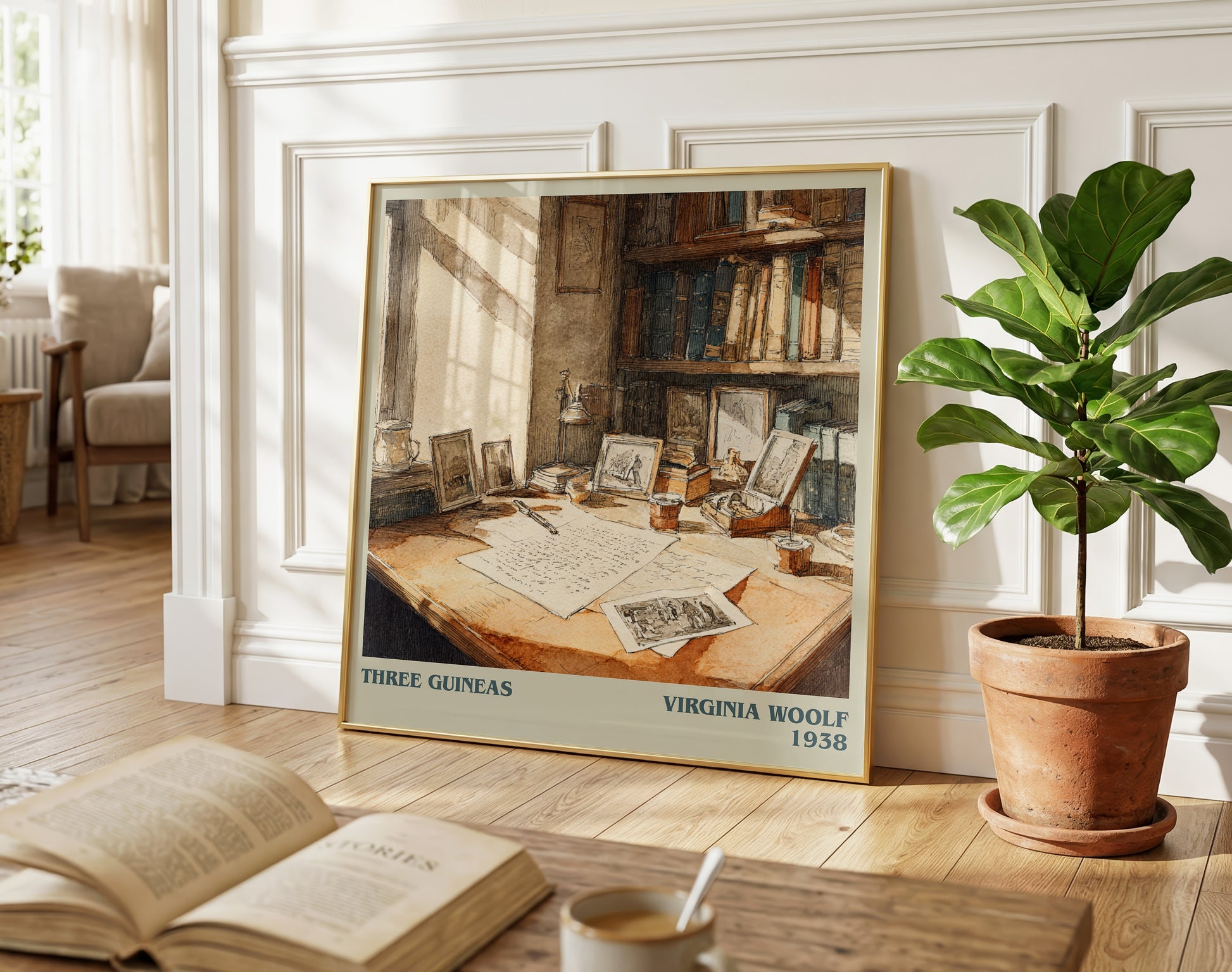 Three Guineas literary poster paired in gallery wall – literary art prints