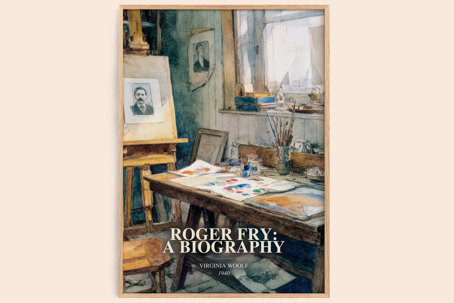 Roger Fry: A Biography watercolour book poster by Virginia Woolf – framed literary art print