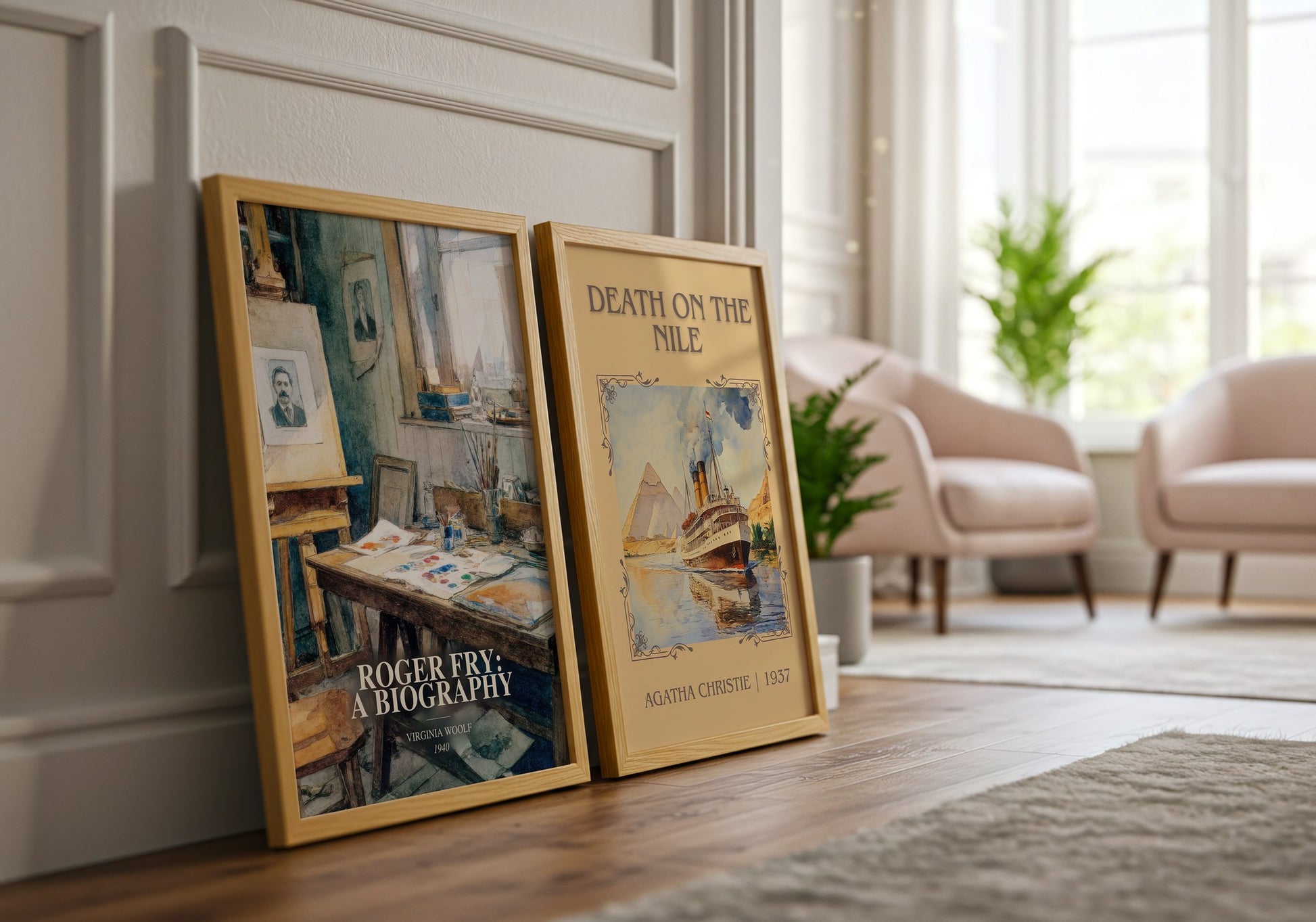 Roger Fry: A Biography watercolour print framed by window – literary home decor