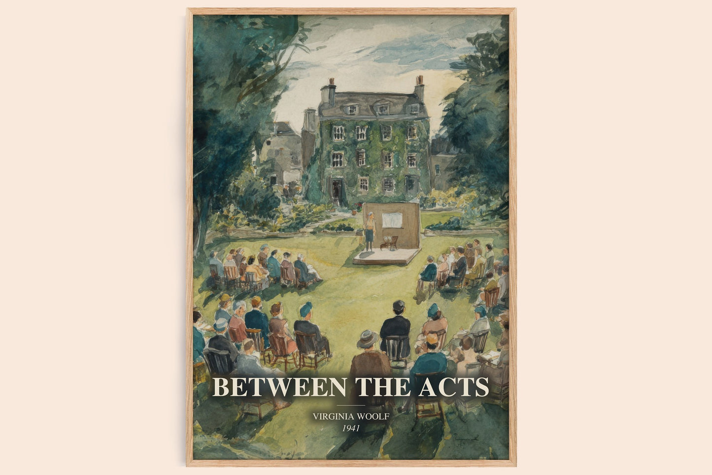 Between The Acts watercolour book poster by Virginia Woolf – framed literary art print
