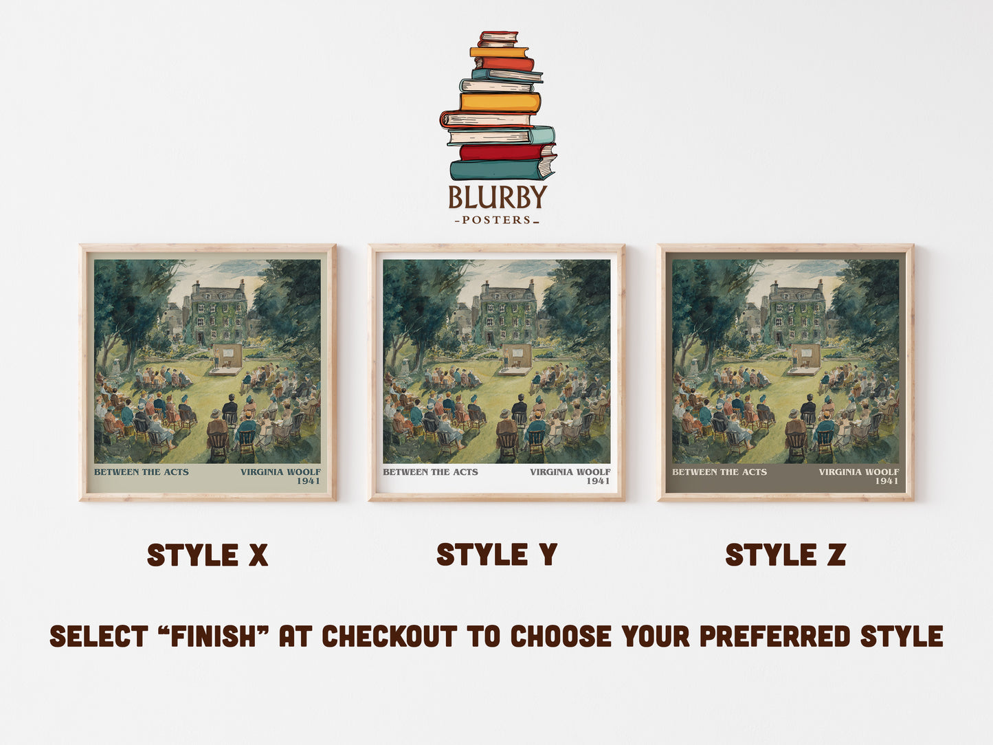 Between the Acts literary art print colour and style options – Virginia Woolf book art