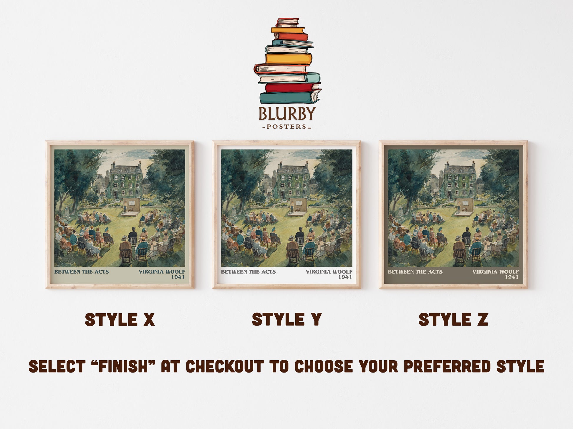 Between the Acts literary art print colour and style options – Virginia Woolf book art