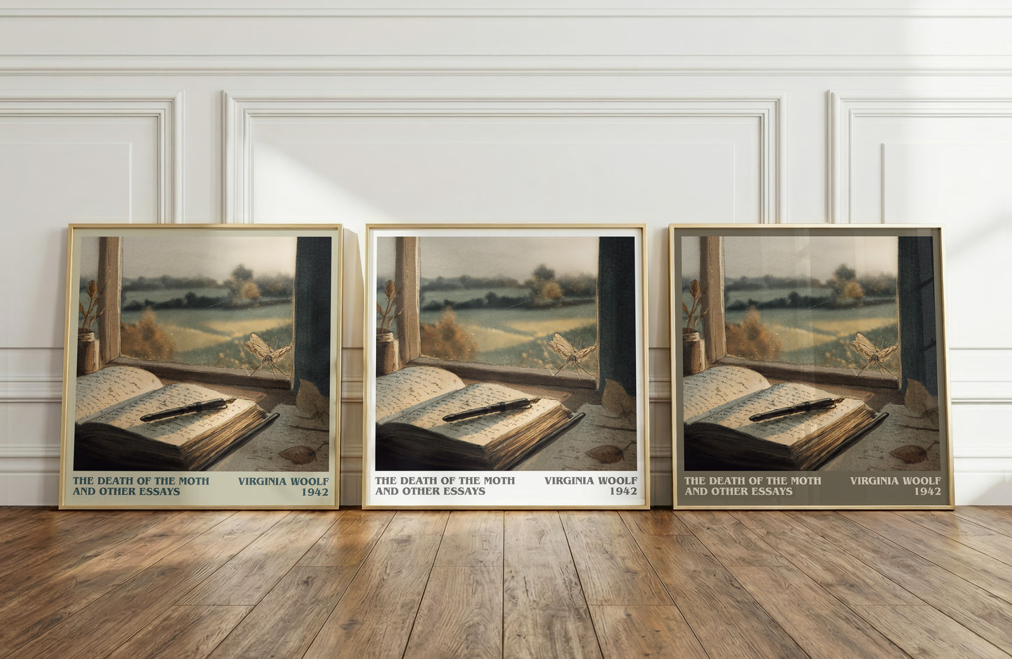 The Death of the Moth and Other Essays literary print framed by window – literary home decor