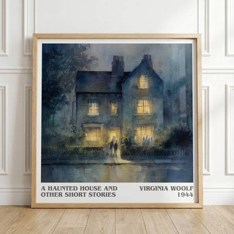A Haunted House: And Other Short Stories literary print in frame leaning in hallway – non fiction wall art